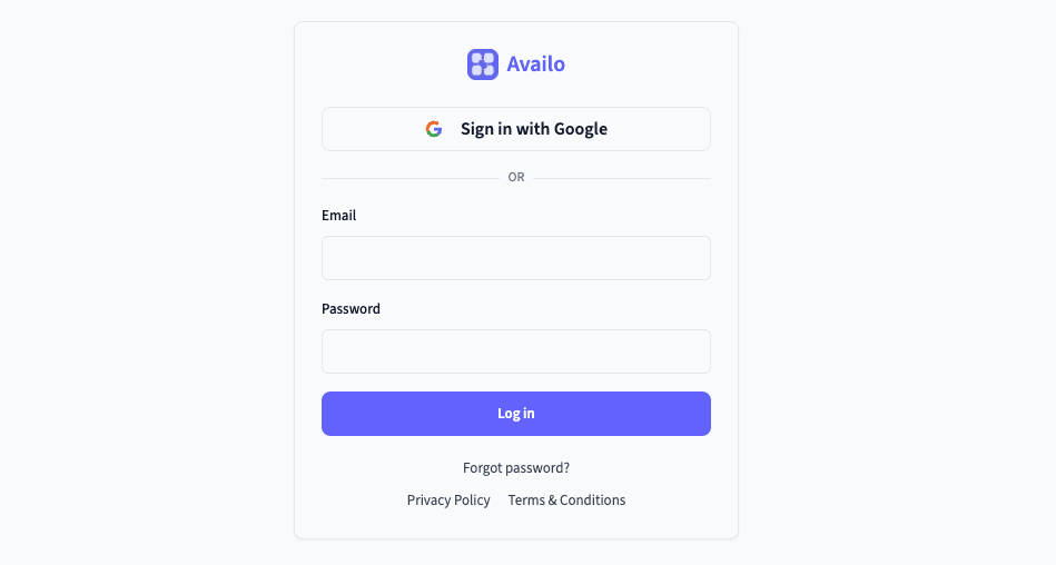 Availo login page